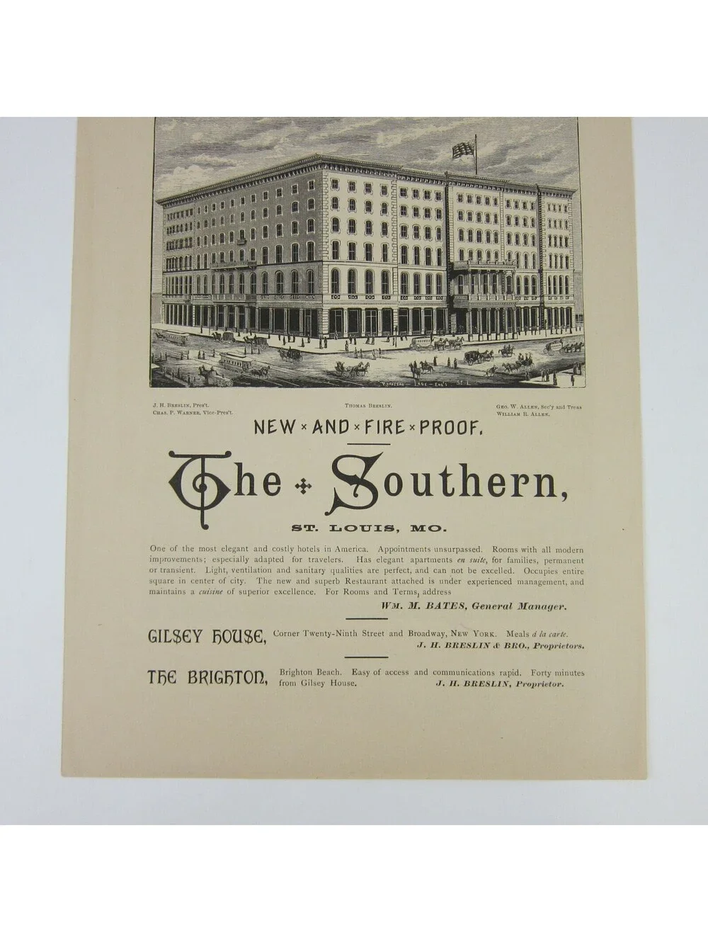 1880s New York Lake Erie & Western Railroad, The Southern St. Louis Advertising